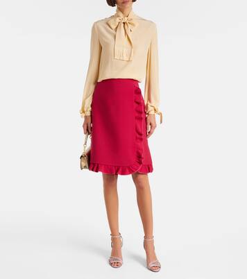 Crepe Couture ruffled midi skirt  | Valentino