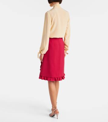 Crepe Couture ruffled midi skirt  | Valentino
