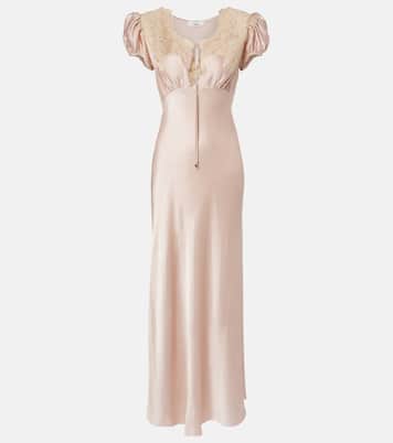 Lace-trimmed silk satin maxi dress | Chloé