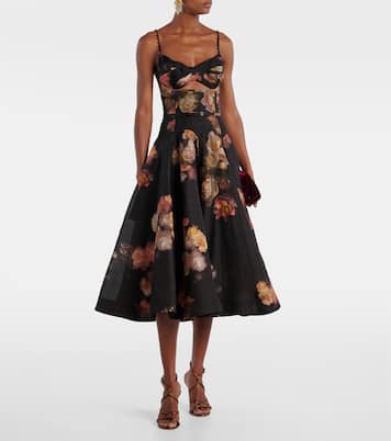 Hypnotic linen and silk organza midi dress | Zimmermann
