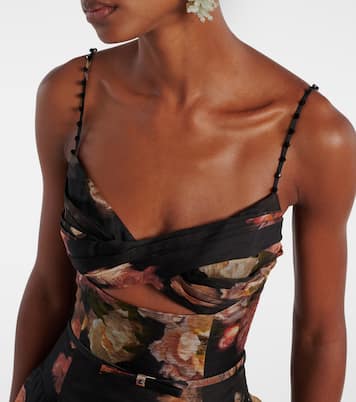 Hypnotic linen and silk organza midi dress | Zimmermann