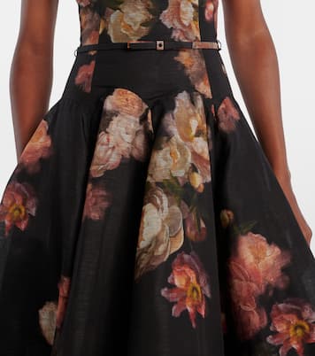 Hypnotic linen and silk organza midi dress | Zimmermann