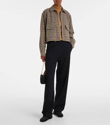 Chemise raccourcie en laine mélangée à carreaux | Moncler