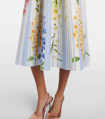Floral trompe l’œil cotton-blend midi dress | Oscar de la Renta