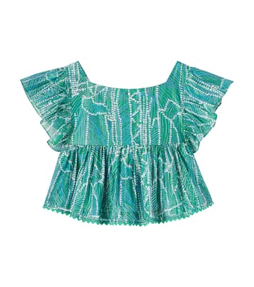 Cycas printed ruffled cotton-blend top | Poupette St Barth Kids