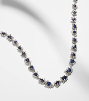 Halskette aus 18kt Weißgold mit Diamanten und Saphiren | Suzanne Kalan
