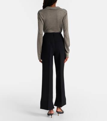 Rae high-rise crêpe flared pants | Khaite