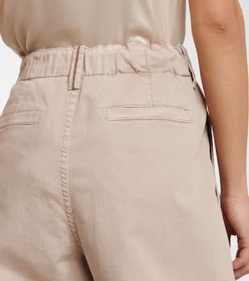 Pantalon ample à taille haute en coton mélangé | Brunello Cucinelli