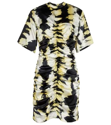 Tie-dye ruched stretch-silk minidress | Ganni