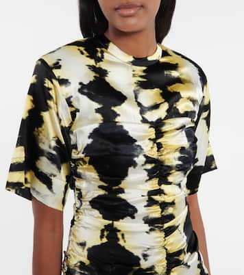 Tie-dye ruched stretch-silk minidress | Ganni