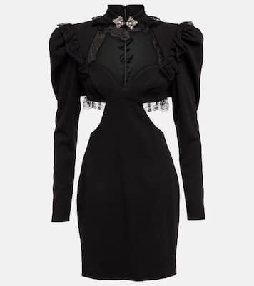 Lace-trimmed wool-blend minidress | Alessandra Rich