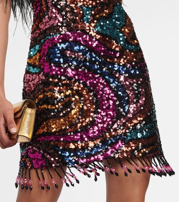 Kiki sequined feather-trimmed minidress | Rebecca Vallance