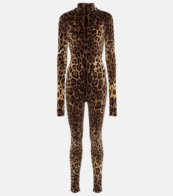 Leopard-print cotton-blend catsuit | Dolce&Gabbana