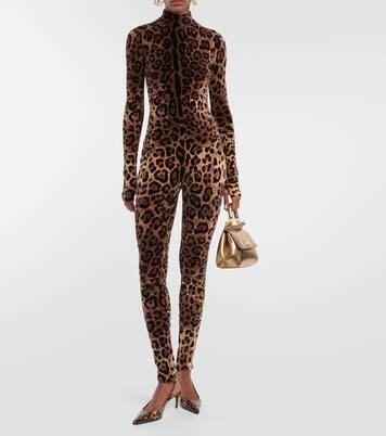 Leopard-print cotton-blend catsuit | Dolce&Gabbana