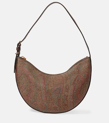Small leather-trimmed shoulder bag | Etro