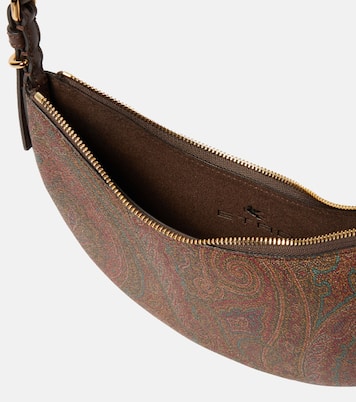 Small leather-trimmed shoulder bag | Etro