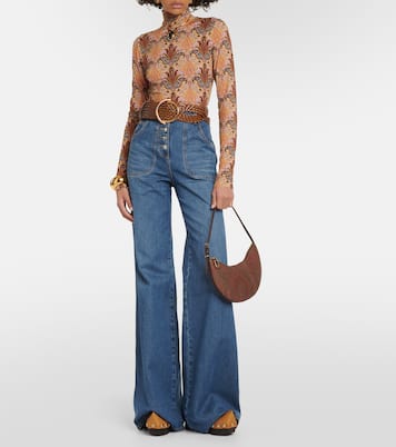 Small leather-trimmed shoulder bag | Etro