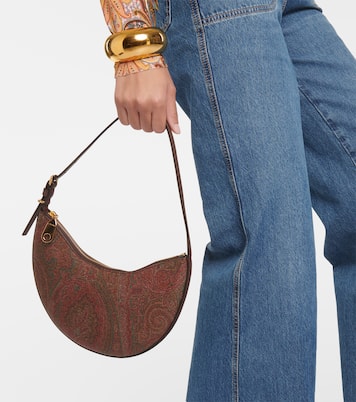 Small leather-trimmed shoulder bag | Etro