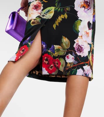 Gonna midi Rose Garden in charmeuse | Dolce&Gabbana