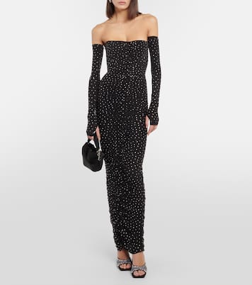 Embellished strapless jersey maxi dress | Alex Perry