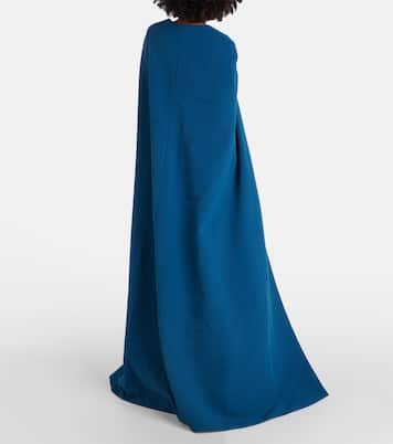 Cinza caped crêpe gown | Safiyaa