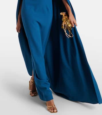 Cinza caped crêpe gown | Safiyaa