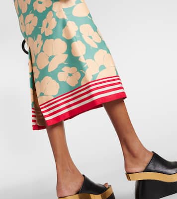 Vestido midi de satén floral | Dries Van Noten
