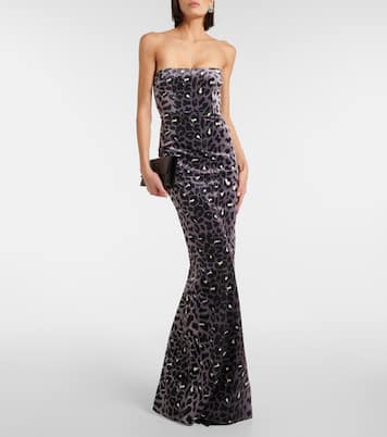 Vestido de fiesta de terciopelo estampado | Alex Perry