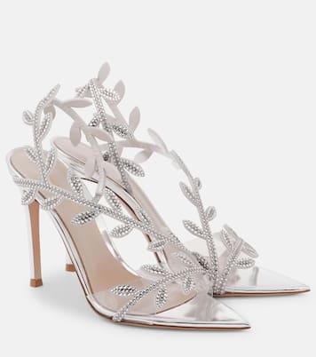 Pumps Flavia 105 in pelle metallizzata con cristalli | Gianvito Rossi