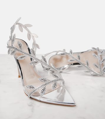 Pumps Flavia 105 in pelle metallizzata con cristalli | Gianvito Rossi