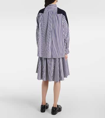 Cardigan in cotone a righe con popeline | Sacai