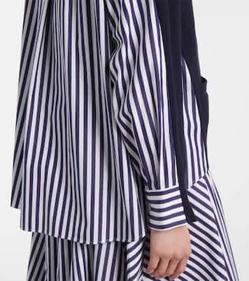 Cardigan in cotone a righe con popeline | Sacai