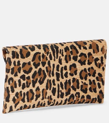Leopard-print raffia clutch | Aquazzura