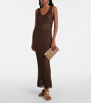 Leopard-print raffia clutch | Aquazzura