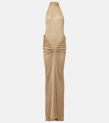 Cass ruched halterneck lamé gown | The New Arrivals Ilkyaz Ozel