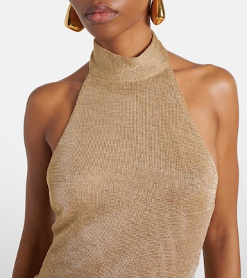 Cass ruched halterneck lamé gown | The New Arrivals Ilkyaz Ozel