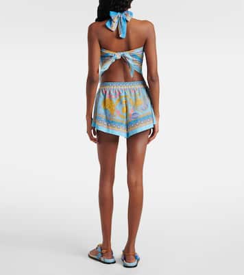 Top in cotone e seta con stampa | Versace