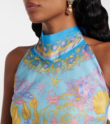 Top in cotone e seta con stampa | Versace