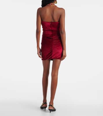 Vestido corto de terciopelo drapeado | Balmain