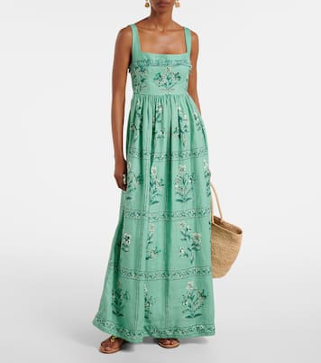 Barbara embroidered linen maxi dress | Agua by Agua Bendita
