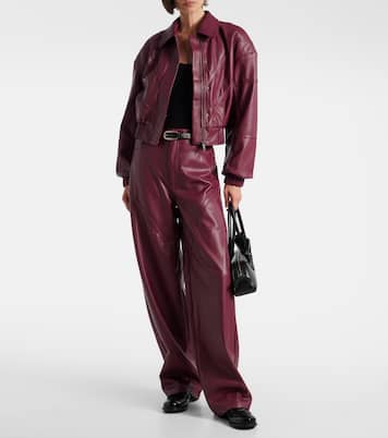 Cropped faux leather bomber jacket | Rotate