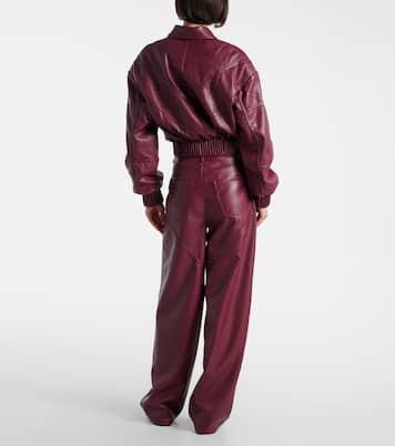 Cropped faux leather bomber jacket | Rotate