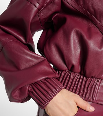 Cropped faux leather bomber jacket | Rotate
