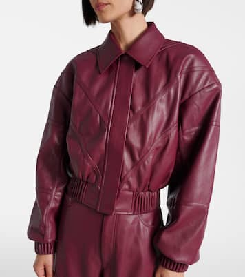 Cropped faux leather bomber jacket | Rotate