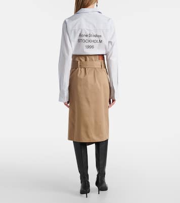 Innara belted cotton twill midi skirt | Acne Studios