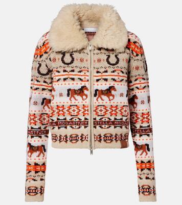 Intarsia virgin wool zip-up cardigan | Stella McCartney