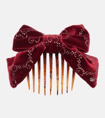 GG embellished cotton velvet hair comb | Gucci