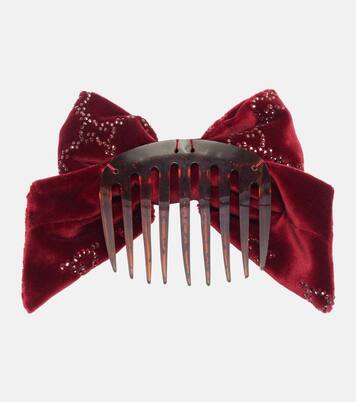 GG embellished cotton velvet hair comb | Gucci