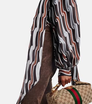 Printed tie-neck silk blouse | Gucci