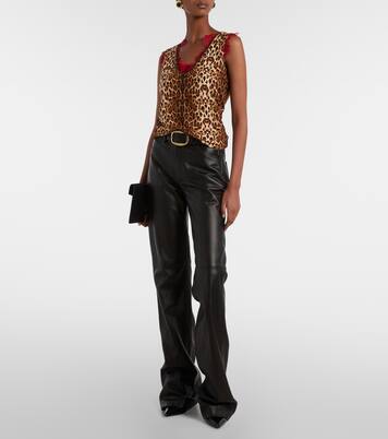Lace-trimmed leopard-print top | Jacques Wei